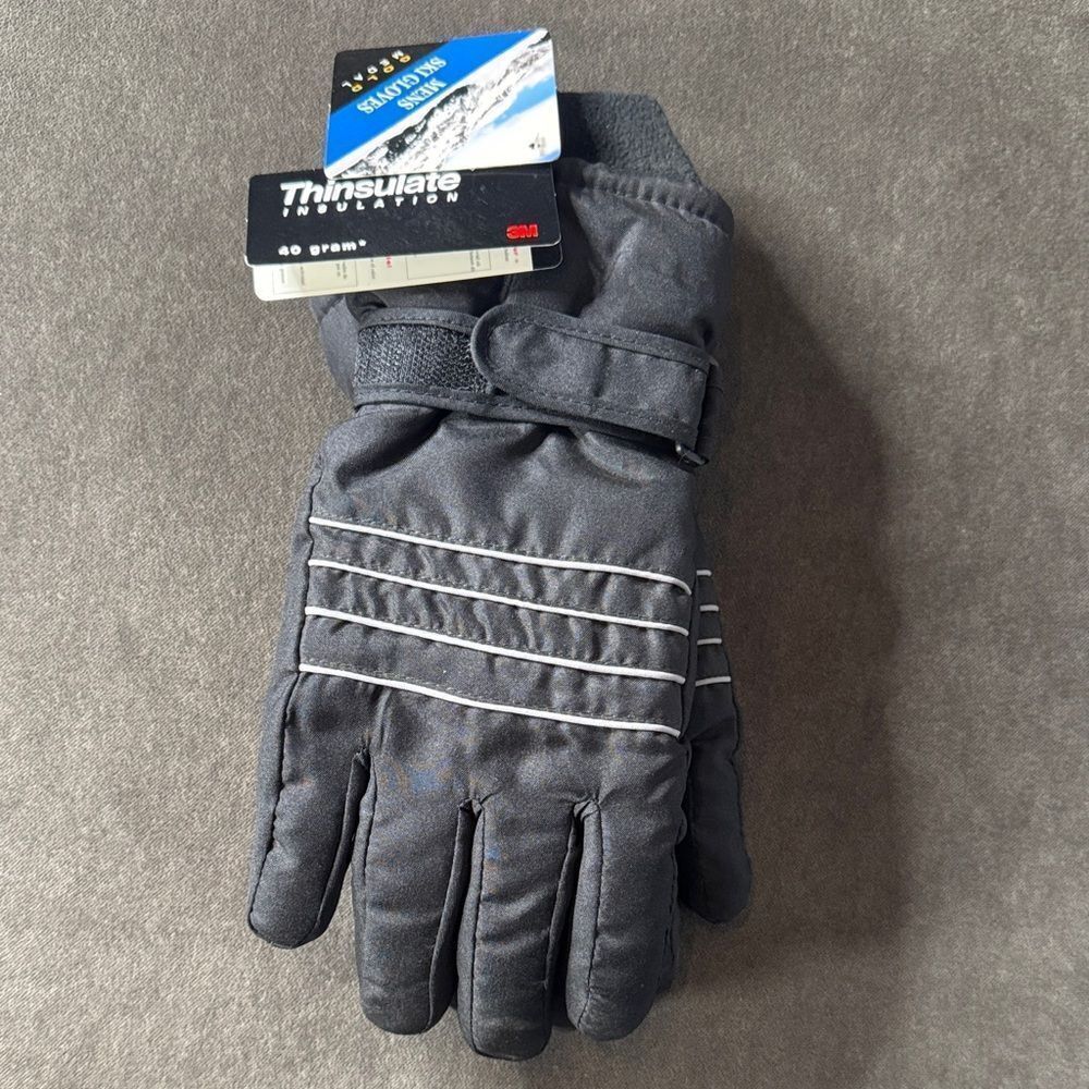 Men’s Gold Medal 3M Thinsulate Ski Gloves Black Size M/L NWT